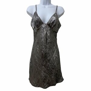 Salty Shimmer Rhinestone Metallic Babydoll Mini Dress Size M Cocktail Party NWT